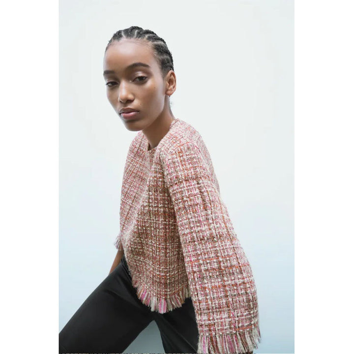 Zara- Textured Frayed Top- Multicoloured