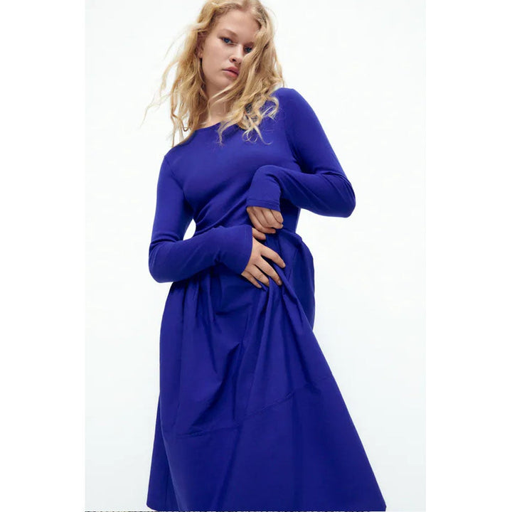 Zara- Matching Dress With Long Sleeves- Bluish