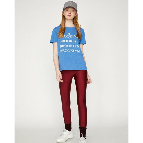 Koton- Letter Printed T-Shirt - Indigo