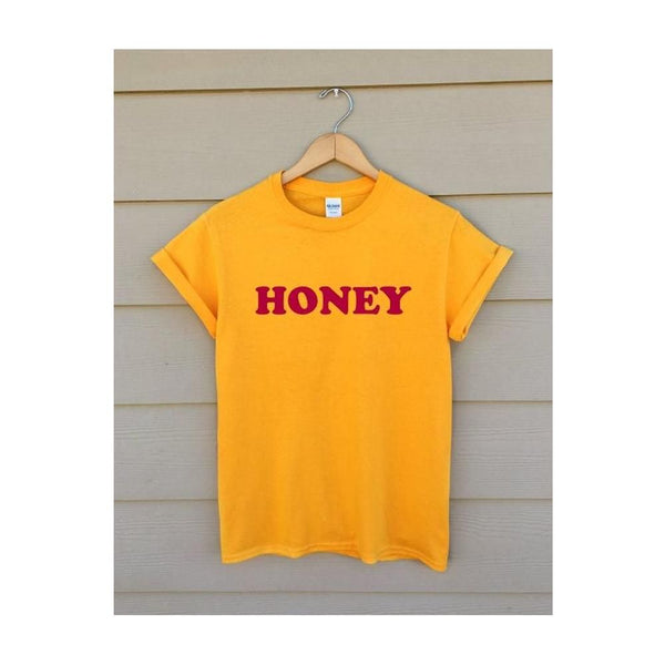 Wf Store- HONEY Printed Half Sleeves Tee- Yellow