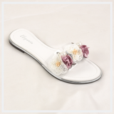 Elegancia - Women Transparent Floral Slides - WHITE