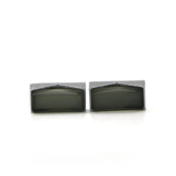 Cufflers - Vintage Silver Rectangle Engraved Stone Cufflinks CU-1022 with Free Gift Box