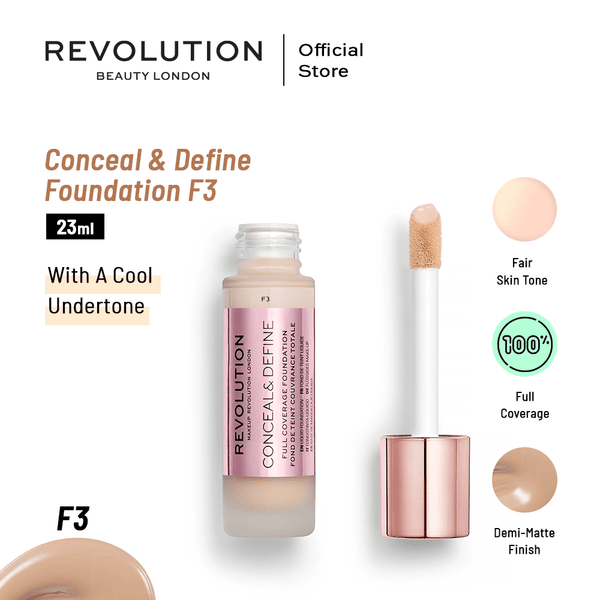 Makeup Revolution- Conceal & Define Foundation F3 23ml