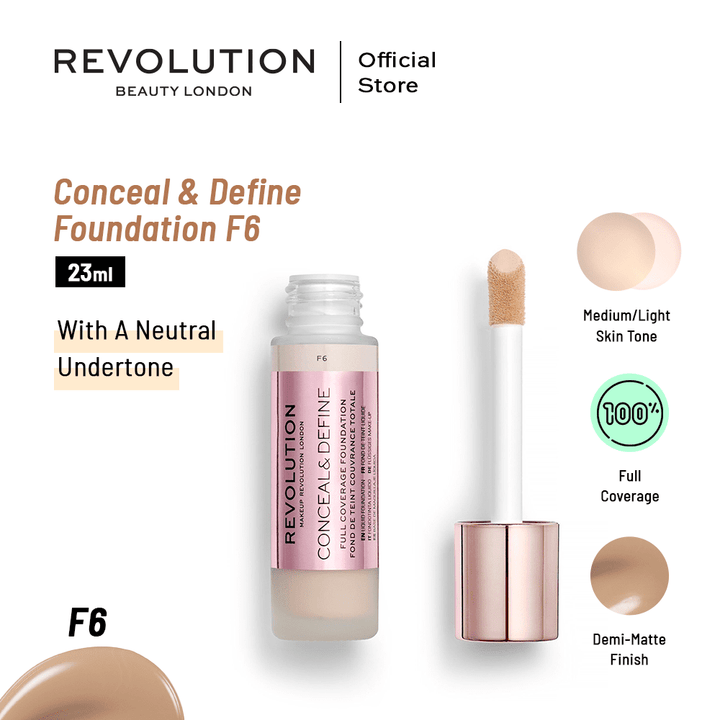 Makeup Revolution- Conceal & Define Foundation - F6