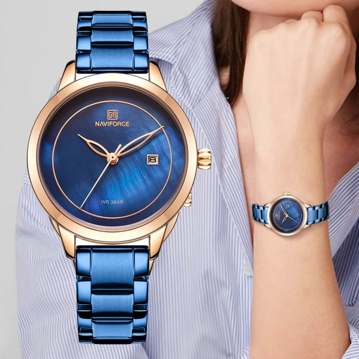 NAVIFORCE- NF5008 Luxury 3ATM Water Resistant Stainless Steel Japan Movt Women Wrist Watches