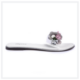Elegancia - Women Transparent Floral Slides - WHITE