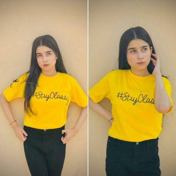 Emerce- #StayClassy Printed Half Sleeves T-Shirt - Yellow