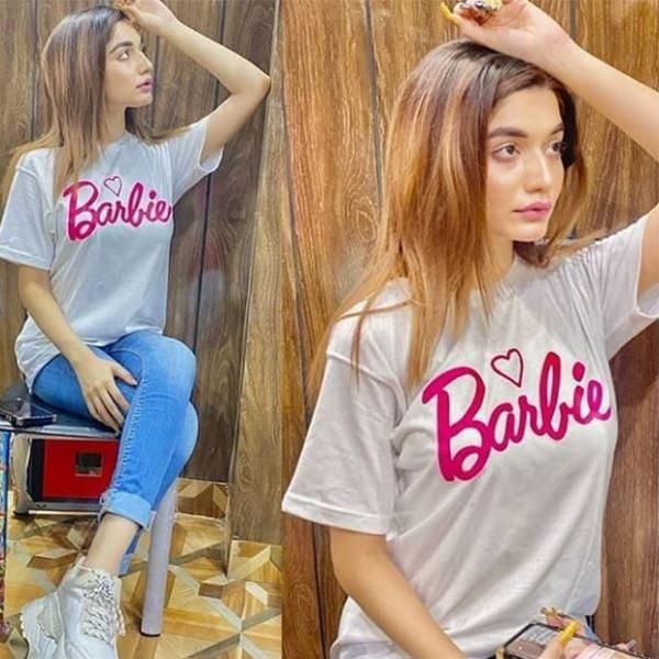 Emerce- Barbie Printed Half Sleeves T-Shirt - White