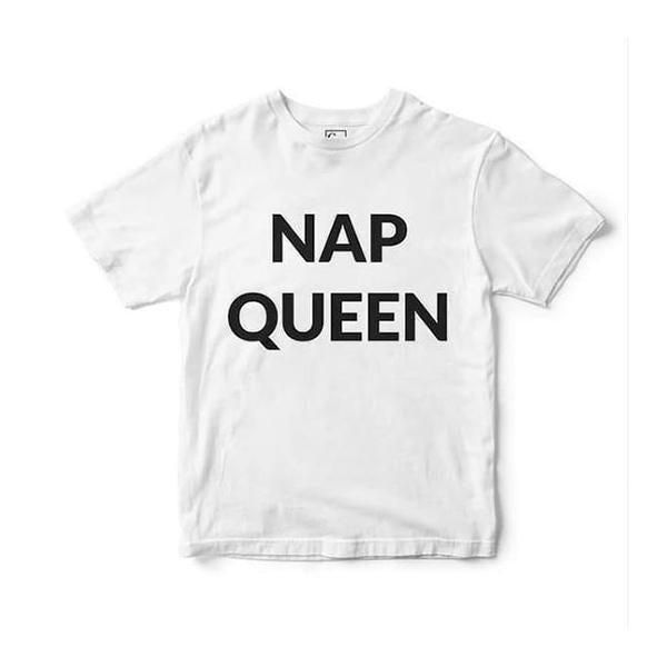 Emerce- NAP QUEEN Printed Half Sleeves T Shirt White