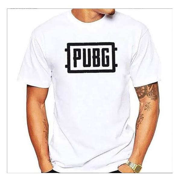 Emerce- PUBG Printed Half Sleeves T Shirt White
