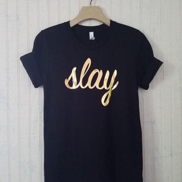 Emerce- Slay Printed Half Sleeves T Shirt Black