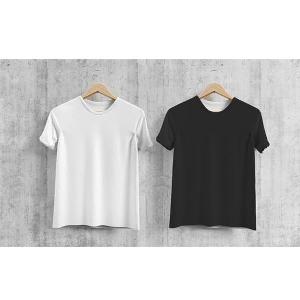 Emerce- Pack Of 2 Plain Half Sleeves T Shirts Black&White