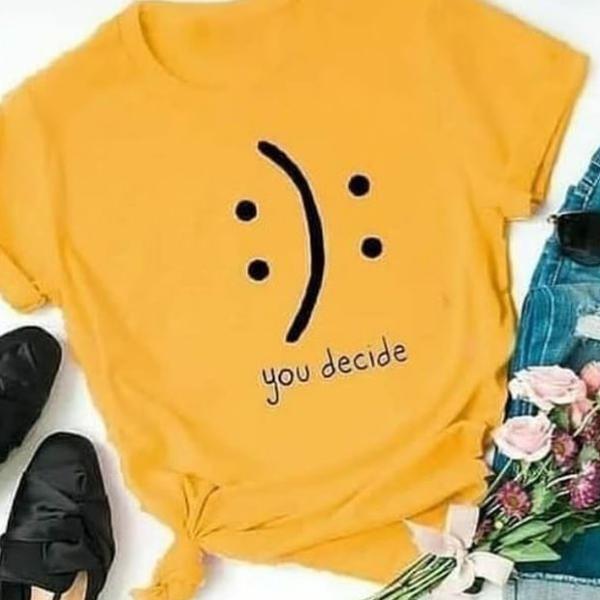Emerce- You Decide Printed Half Sleeves T Shirt Yellow