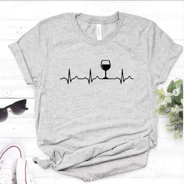 Emerce- GlasswithLine Printed Half Sleeves T Shirt Grey