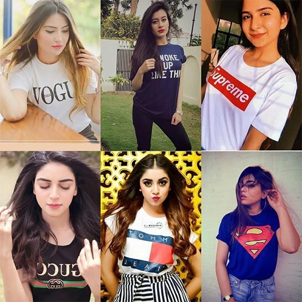 Emerce- Pack Of 6 Vogue+IwokeUp+Supreme+Gucci+Tommy+Superman Printed Half Sleeves T Shirts White,Black&Blue