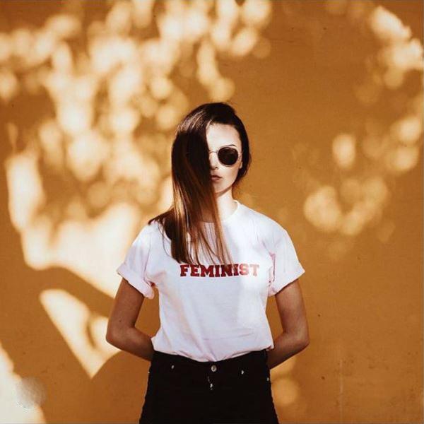 Emerce- FEMINIST Printed Half Sleeves T Shirt White