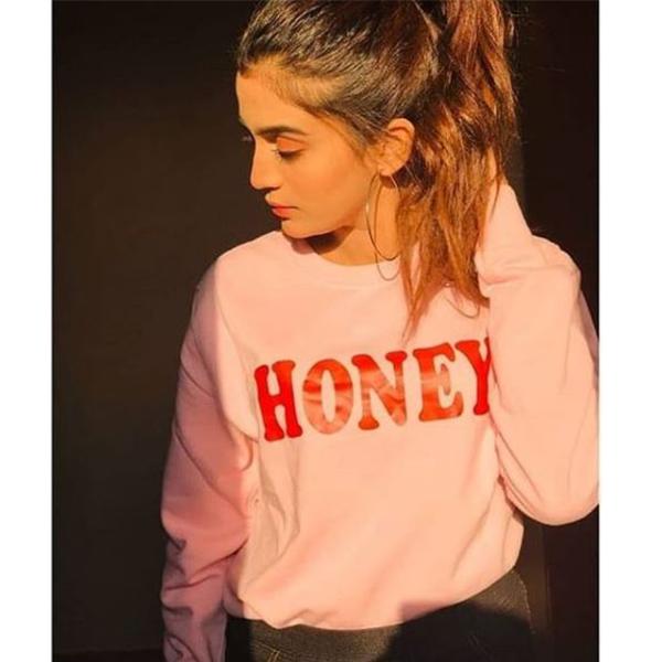 Emerce- HONEY Printed Full Sleeves T Shirt Pink