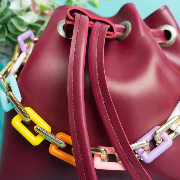 Shein - Bucket Bag with Chain - Maroon