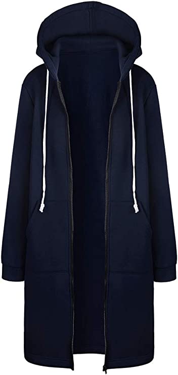 VYBE- Long Zipper Hoodie- Navy Blue