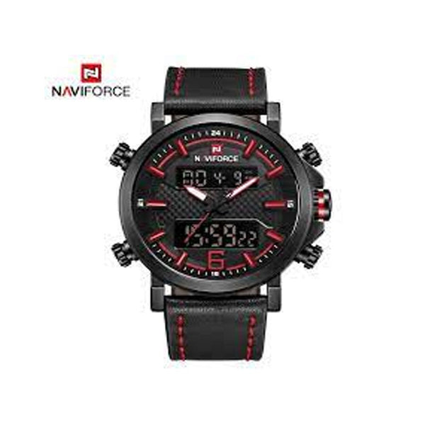 NAVIFORCE- Men's Water Resistant Analog/Digital Watch NF9135 B/R/B Red Black